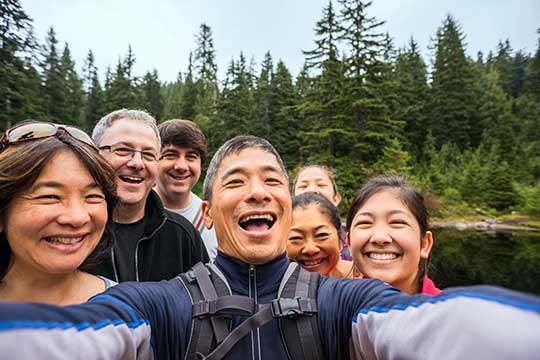 Mixed group of people on an outdoor adventure.